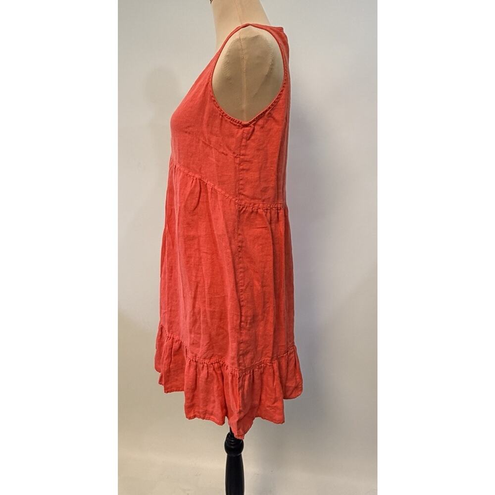 CYNTHIA ROWLEY 100% Linen Dress Womens Coral Small Resort Coastal Grandma Boho - Picture 6 of 12
